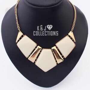 White Geometric Block Necklace
